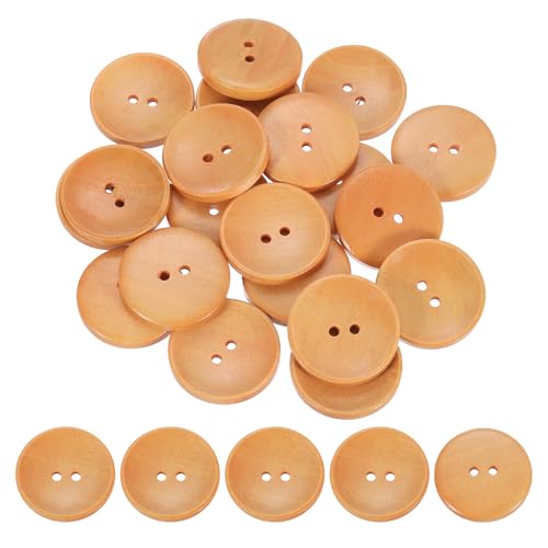 uxcell Holzknöpfe, 30 mm, 2 Löcher, rund, zum Nähen, Basteln, Kleidung, Hellorange, 100 Stück von uxcell