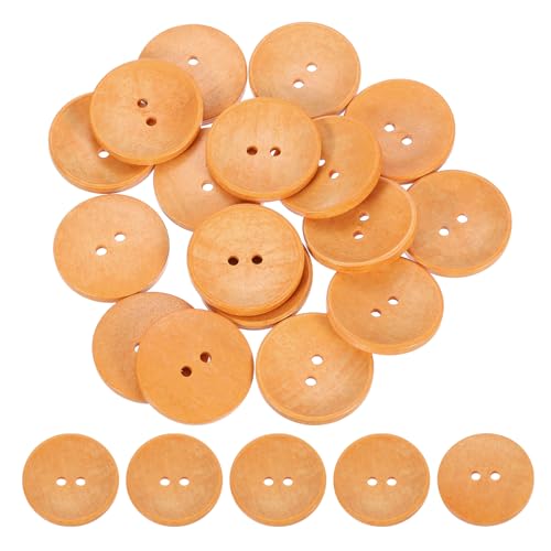 uxcell Holzknöpfe, 38 mm, 2 Löcher, rund, zum Nähen, Basteln, Kleidung, Hellorange, 30 Stück von uxcell