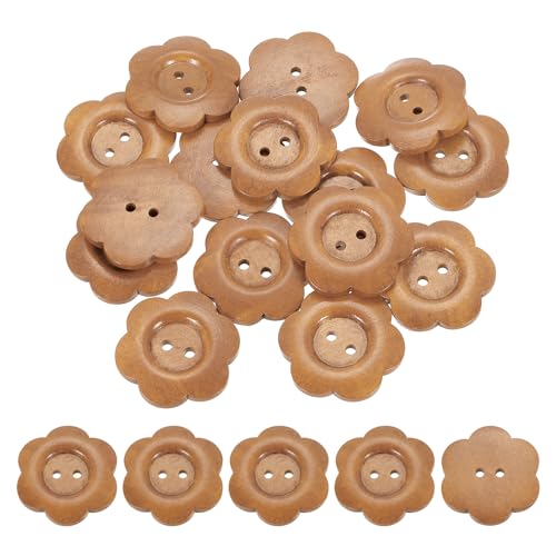 uxcell Holzknöpfe, Blumenform, 2 Löcher, dekorative Nähknöpfe zum Nähen, Basteln, Kleidung, handgefertigt, Kaffee, 20 Stück von uxcell