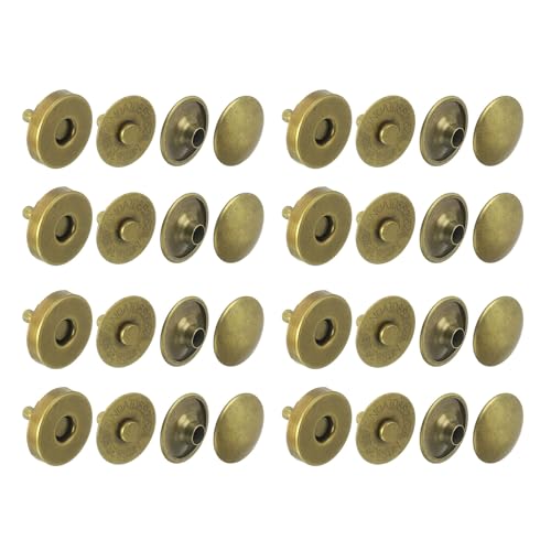 uxcell Magnetische Druckknöpfe, 14 x 4 mm, Metall, rund, Magnetverschlüsse, Stoff-Basiskomponenten und Kappen-Set für Kleidung, Tasche, Leder, DIY, Geldbörse, Bronze, 40 Sets von uxcell