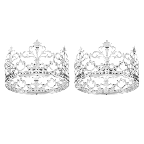 uxcell Mini-Kronen-Kuchenaufsätze, Legierung, Prinzessin, kleine silberne Krone, Tiara, Cupcake, herzförmig, mit Perlen-Strass, für Geburtstag, Kuchen, Dekoration, Hochzeit, Party, Eisenkrone, hohle von uxcell