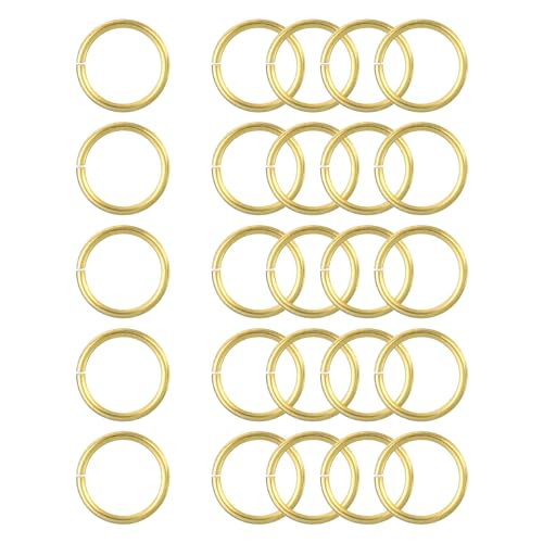 uxcell Offene Biegeringe aus Messing, 10 mm Außendurchmesser, 1 mm dick, O-Ringe für Halsketten, Armbänder, Schmuckherstellung, Schlüsselanhänger, Basteln, Goldton, 25 Stück von uxcell