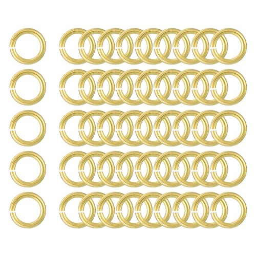 uxcell Offene Biegeringe aus Messing, 12 mm Außendurchmesser, 2 mm dick, O-Ringe für Halsketten, Armbänder, Schmuckherstellung, Schlüsselanhänger, Basteln, Goldton, 50 Stück von uxcell