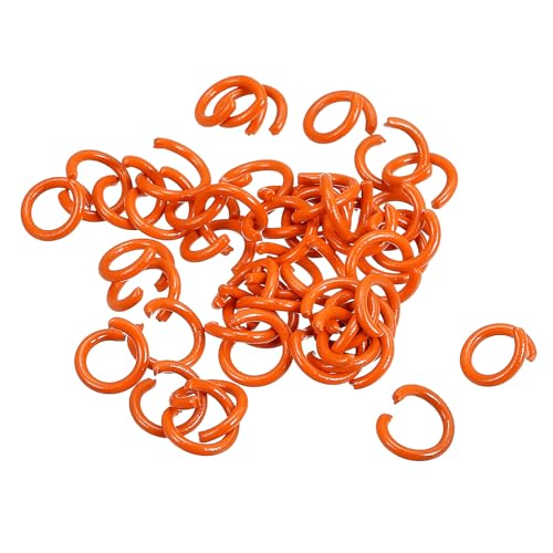 uxcell Offene Binderinge, 10 mm, bunte O-Ring-Verbinder für Bastelarbeiten, Schmuckherstellung, Karbonstahl, Orange, 100 Stück von uxcell