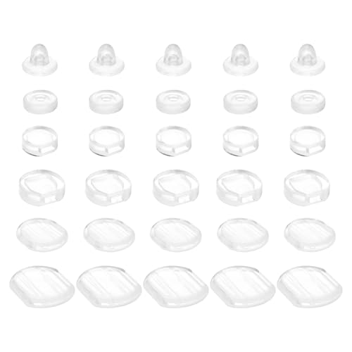 uxcell Ohrring-Pads, 36 Stück, 6 Stile – Silikon-Clip-On-Ohrring-Verschlüsse, Komfort-Ohrring-Kissen, Ersatz (transparent) von uxcell