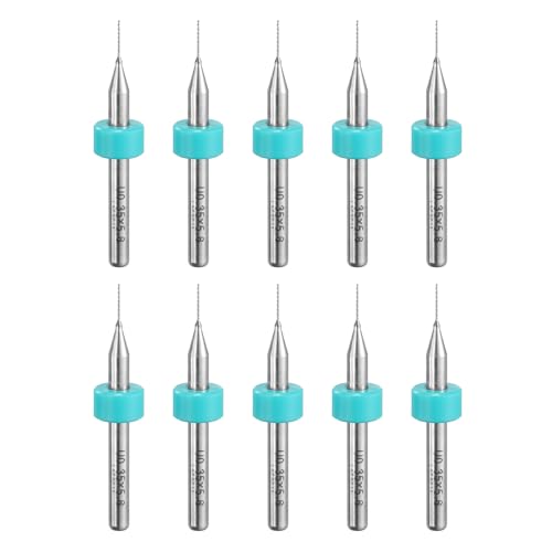 uxcell PCB-Bohrer, 0,35 mm, Wolframkarbid, Drehwerkzeug, Schmuck, CNC-Gravur, Druckleiterplatte, Mikrobohrer, 1/8-Zoll-Schaft, 10 Stück von uxcell