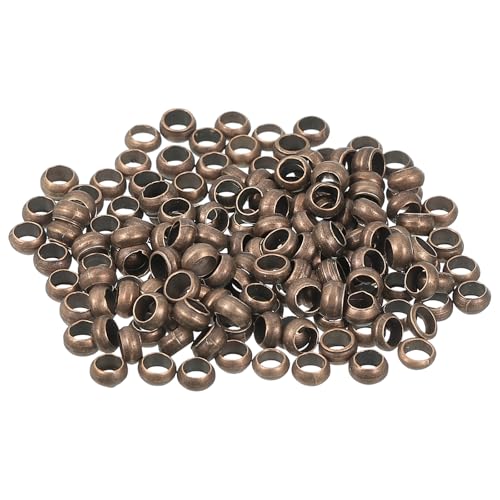 uxcell Runde Quetschperlen, 4 mm, Messing-Abstandshalter, lose Perlen, Metall-Klemmenden, kleine Stopper, Perlen für Armbänder, Schmuckherstellung, Basteln, DIY, Rotbronze, 200 Stück von uxcell