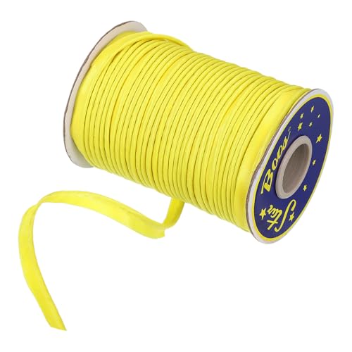 uxcell Schrägband aus Polyester, Satin, 1,1 cm, doppelt gefaltete Paspelierung, Schrägband zum Nähen, Trimmen, Basteln, Gelb, 45 m von uxcell