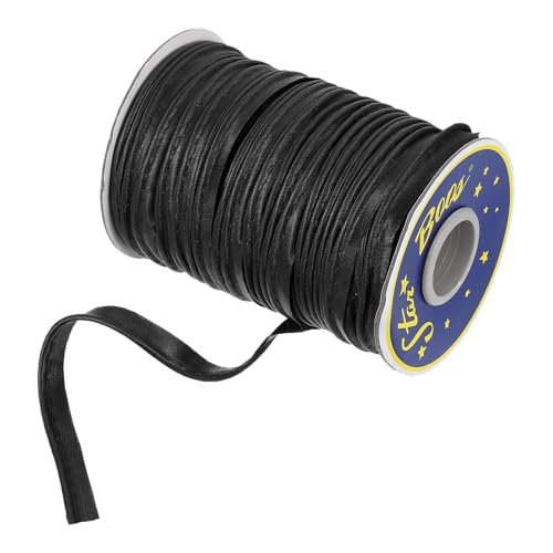 uxcell Schrägband aus Polyester, Satin, 1,1 cm, doppelt gefaltete Paspelierung, Schrägband zum Nähen, Trimmen, Basteln, Schwarz, 45 m von uxcell