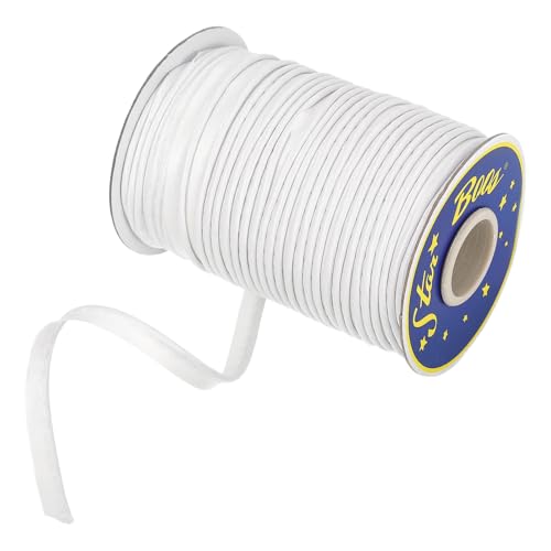 uxcell Schrägband aus Polyester, Satin, 1,1 cm, doppelt gefaltete Paspelierung, Schrägband zum Nähen, Trimmen, Basteln, Weiß, 45 m von uxcell