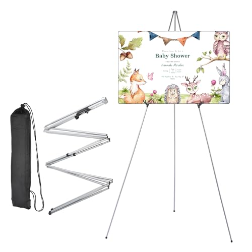 uxcell Staffelei Ständer für Display, 167,6 cm Metall-Boden-Staffelei Ständer für Hochzeitsschild, verstellbares Stativ-Staffelei zum Malen von Leinwand, Display-Show, Kunst, Silber von uxcell