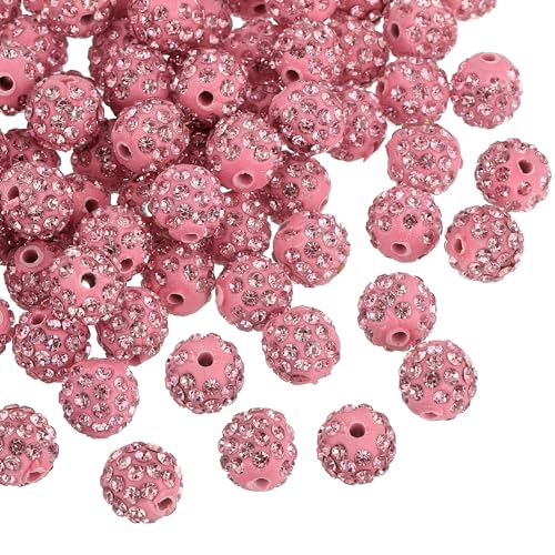 uxcell Strass-Ton-Perlen, Polymer-Ton, runde Disco-Kugeln, für DIY-Armbänder, Halsketten, Schmuckherstellung, 100 Stück, 100 Stück (Hellrosa) von uxcell