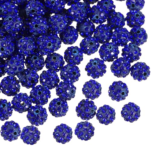 uxcell Strassstein-Perlen aus Modelliermasse, runde Disco-Kugeln, 10 mm, für DIY-Armbänder, Halsketten, Schmuckherstellung, 100 Stück, Dunkelblau von uxcell