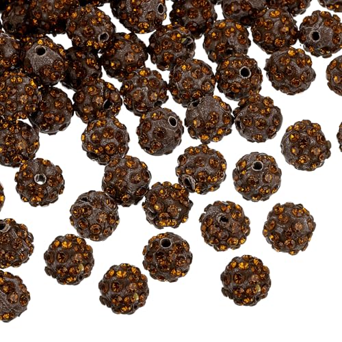 uxcell Strassstein-Perlen aus Modelliermasse, runde Disco-Kugeln, 10 mm, für DIY-Armbänder, Halsketten, Schmuckherstellung, 100 Stück, Teebraun von uxcell
