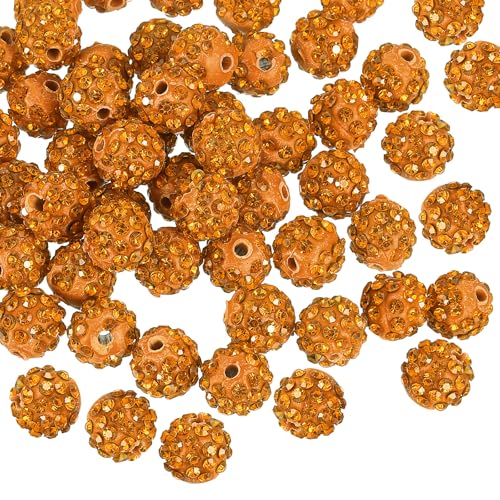 uxcell Strassstein-Perlen aus Modelliermasse, runde Disco-Kugeln, 10 mm, für DIY-Armbänder, Halsketten, Schmuckherstellung, 150 Stück (Goldgelb) von uxcell