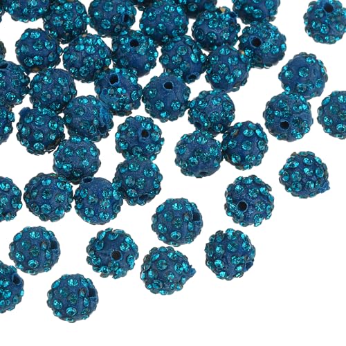 uxcell Strassstein-Perlen aus Modelliermasse, runde Disco-Kugeln, 10 mm, für DIY-Armbänder, Halsketten, Schmuckherstellung, Dunkelblau, 150 Stück von uxcell