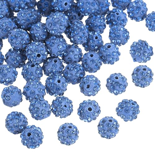 uxcell Strassstein-Perlen aus Modelliermasse, runde Disco-Kugeln, 10 mm, für DIY-Armbänder, Halsketten, Schmuckherstellung, Hellblau, 100 Stück von uxcell