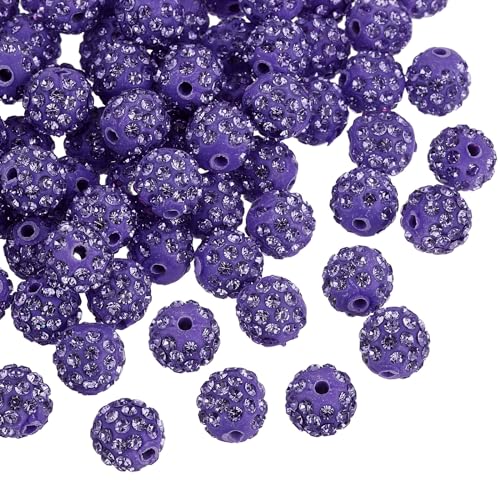 uxcell Strassstein-Perlen aus Modelliermasse, runde Disco-Kugeln, 10 mm, für selbstgemachte Armbänder, Halsketten, Schmuckherstellung, 150 Stück (Lotusviolett) von uxcell