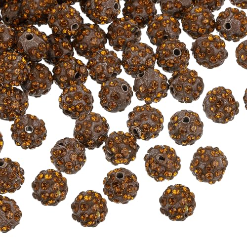 uxcell Strassstein-Perlen aus Modelliermasse, runde Disco-Kugeln, 8 mm, für DIY-Armbänder, Halsketten, Schmuckherstellung, 100 Stück, Teebraun von uxcell