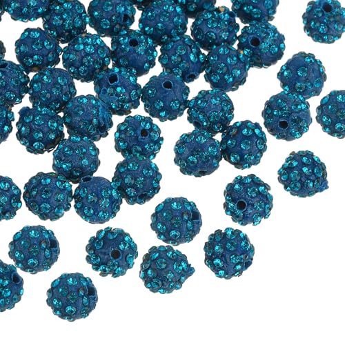 uxcell Strassstein-Perlen aus Modelliermasse, runde Disco-Kugeln, 8 mm, für DIY-Armbänder, Halsketten, Schmuckherstellung, 100 Stück (poröses Blau) von uxcell