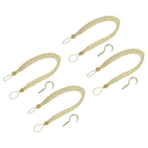 uxcell Vorhang-Raffhalter, 58 cm, 23 geflochtene Vorhanghalter, dekorativer Seil-Raffhalter, Gold/gemischtes Silber, 4 Stück von uxcell