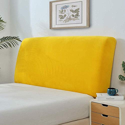 Bettkopfteil Hussen Bett Kopfteil Bezug, Weicher Strecken Samtstoff Staubdicht, RüCkenstüTzkissen Staubdichte SchutzhüLle FüR Gepolsterte Weiß (Color : Yellow, Size : 150~165cm) von uyeoco