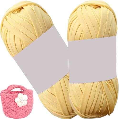 uyeoco 100g T-Shirt Garn, Textilgarn zum Häkeln für Körbe Bändchengarn Polyester Rope Garn zum Häkeln, T Shirt Garn zum Häkeln Häkelkorb Taschen Teppiche Wandbehang Makramee(P37,2 roll(200g)) von uyeoco