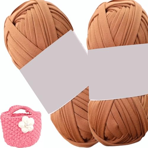 uyeoco 100g T-Shirt Garn, Textilgarn zum Häkeln für Körbe Bändchengarn Polyester Rope Garn zum Häkeln, T Shirt Garn zum Häkeln Häkelkorb Taschen Teppiche Wandbehang Makramee(P44,2 roll(200g)) von uyeoco