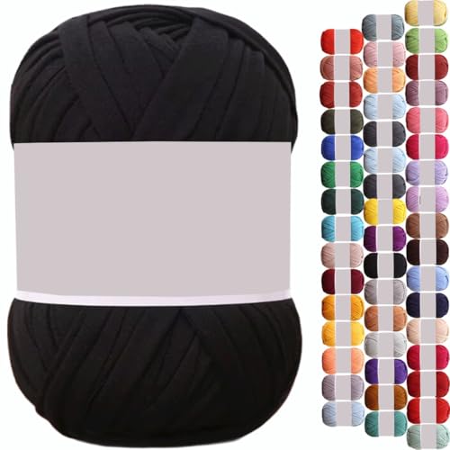 uyeoco 100g T-Shirt Garn, Textilgarn zum Häkeln für Körbe Bändchengarn Polyester Rope Garn zum Häkeln, T Shirt Garn zum Häkeln Häkelkorb Taschen Teppiche Wandbehang Makramee(P48,1 roll(100g)) von uyeoco