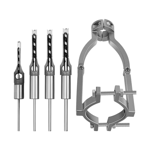 Vierkantlochbohrer Sets mit Adapter, Holzbearbeitungs HSS Holzstemmmeißel, Senker, Lochsägen-Stemmbohrer-Set, 6,4 mm, 8 mm, 9,5 mm, 12,7 mm (4 Stück) von uzoyfoda