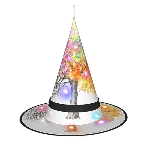 Hexenhut für vier Jahreszeiten – LED-farbiges Licht, Hexenhüte für Damen, Halloween, festliche Atmosphäre, geeignet für Partys von vacsAX