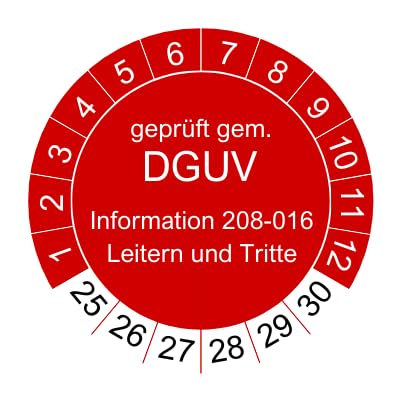 100 Prüfplaketten Leitern und Tritte 2024-30mm - 2025-2030 - nachhaltig - rot - Aufkleber Prüfaufkleber Prüfetiketten (100 Stück) von vamani