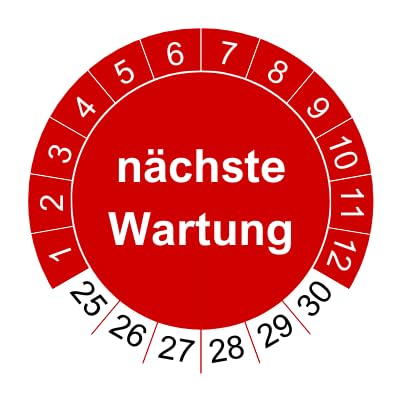 20 Prüfplaketten nächste Wartung 2024 - nachhaltig - 30mm - rot - Aufkleber Prüfaufkleber Prüfetiketten (20 Stück) von vamani