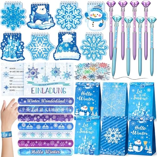 vamei Frozen Mitgebsel Kindergeburtstag 6 7 8 9 10 Jahre, Give Aways Gastgeschenk Kindergeburtstag mit Kristall Diamant Stift Notizbuch Einladungskarten Geburtstag Sticker Party Mitbringsel Mädchen von vamei