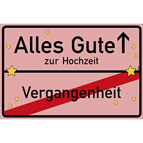 vanva Alles Gute zur Hochzeit Ortsschild Hochzeitskarte Schild 30x20 cm Geldgeschenke Hochzeit Hochzeitsgeschenke Rosa von vanva