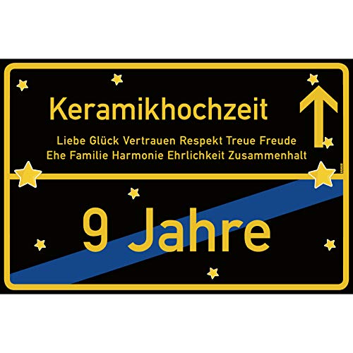 vanva Keramikhochzeit Schild Keramikhochzeit Ortsschild 30x20 cm Liebe Hochzeit Deko 9. Hochzeitstag Party Deko Geschenke Dekoration Hochzeits-Deko Keramikhochzeit Geschenkideen von vanva