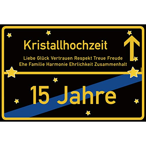 vanva Kristallhochzeit Schild Kristallhochzeit Ortsschild 30x20 cm Liebe Hochzeitsgeschenk 15. Hochzeitstag Party Deko Geschenke Dekoration Hochzeits-Deko Kristallhochzeit Geschenkideen von vanva