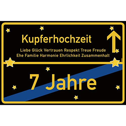 vanva Kupferhochzeit Schild Kupferhochzeit Ortsschild 30x20 cm Liebe Hochzeitskarte 7. Hochzeitstag Party Deko Geschenke Dekoration Hochzeits-Deko Kupferhochzeit Geschenkideen von vanva