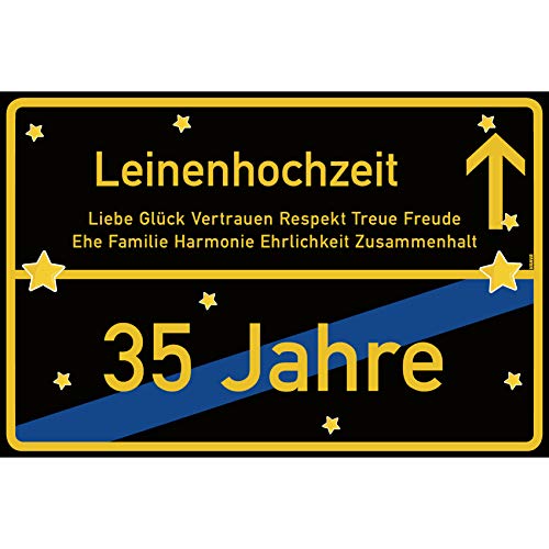 vanva Leinenhochzeit Schild Leinenhochzeit Ortsschild 30x20 cm Liebe Hochzeitskarte 35. Hochzeitstag Party Deko Geschenke Dekoration Hochzeits-Deko Leinenhochzeit Geschenkideen von vanva