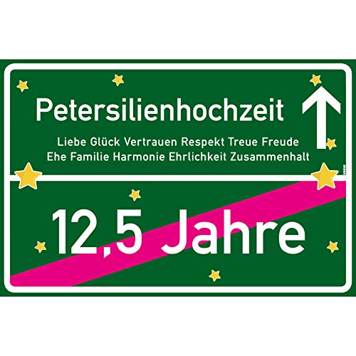 vanva Petersilienhochzeit Schild Petersilienhochzeit Ortsschild 30x20 cm Liebe Hochzeit 12,5. Hochzeitstag Party Deko Geschenke Dekoration Hochzeits-Deko Petersilienhochzeit Geschenkideen von vanva