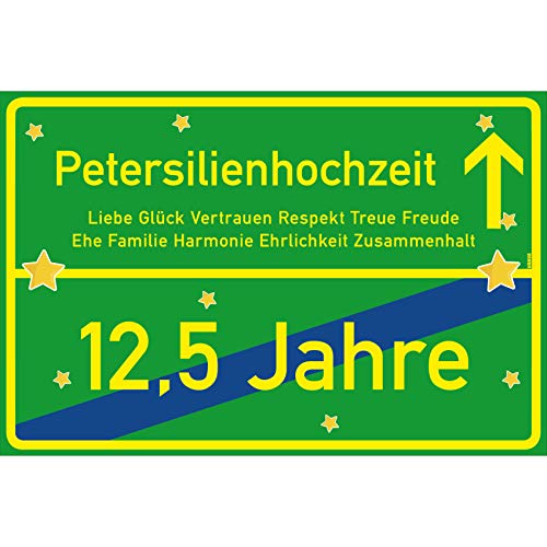 vanva Petersilienhochzeit Schild Petersilienhochzeit Ortsschild 30x20 cm Liebe Hochzeit 12,5. Hochzeitstag Party Deko Geschenke Dekoration Hochzeits-Deko Petersilienhochzeit Geschenkideen von vanva