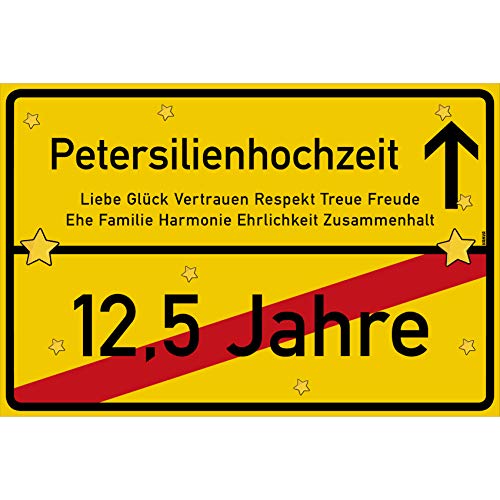 vanva Petersilienhochzeit Schild Petersilienhochzeit Ortsschild 30x20 cm Liebe Hochzeit 12,5. Hochzeitstag Party Deko Geschenke Dekoration Hochzeits-Deko Petersilienhochzeit Geschenkideen von vanva