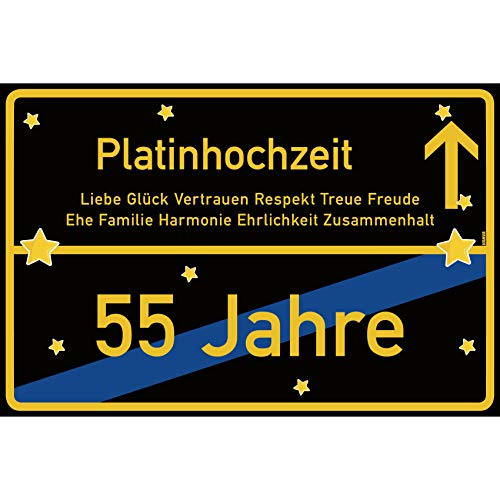 vanva Platinhochzeit Schild Platinhochzeit Ortsschild 30x20 cm Liebe Hochzeit 55. Hochzeitstag Party Deko Geschenke Dekoration Hochzeits-Deko Platinhochzeit Geschenkideen von vanva