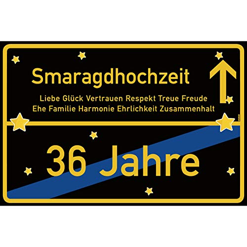 vanva Smaragdhochzeit Schild Smaragdhochzeit Ortsschild 30x20 cm Liebe Hochzeit 36. Hochzeitstag Party Deko Geschenke Dekoration Hochzeits-Deko Smaragdhochzeit Geschenkideen von vanva