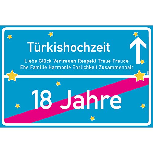 vanva Türkishochzeit Schild Türkishochzeit Ortsschild 30x20 cm Liebe Hochzeit Deko 18. Hochzeitstag Party Deko Geschenke Dekoration Hochzeits-Deko Türkishochzeit Geschenkideen von vanva