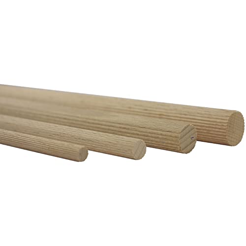 vasalat Holzstäbe gerillt zum Basteln 100cm x 16mm Buche Natur Inhalt 8 Stück von vasalat