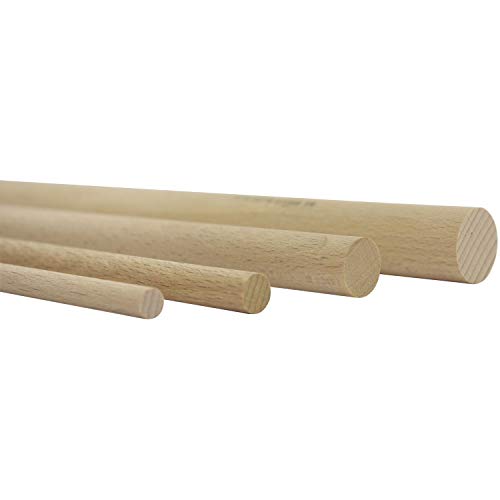 vasalat Holzstäbe glatt zum Basteln 100cm x 20mm Buche Natur Inhalt 6 Stück von vasalat