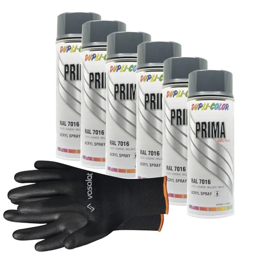 vasalat Dupli-Color Lackspray anthrazitgrau glänzend RAL 7016 - Sprühlack für Metall, Kunststoff und Holz - wetterfeste Sprühfarbe für den Innen- und Außenbereich UV -beständig, 6 Stück vasalat Dupli-Color Lackspray anthrazitgrau glänzend RAL 7016 - Sprühlack für Metall, Kunststoff und Holz - wetterfeste Sprühfarbe für den Innen- und Außenbereich UV -beständig, 6 Stück von vasalat
