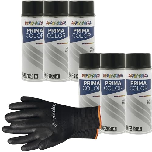 vasalat Dupli-Color Lackspray tiefschwarz matt RAL 9005 - Sprühlack für Metall, Kunststoff und Holz - wetterfeste Sprühfarbe für den Innen- und Außenbereich UV -beständig, 6 Stück vasalat Dupli-Color Lackspray tiefschwarz matt RAL 9005 - Sprühlack für Metall, Kunststoff und Holz - wetterfeste Sprühfarbe für den Innen- und Außenbereich UV -beständig, 6 Stück von vasalat