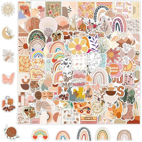 100 Stück Boho Sticker Aesthetic,Stickers Aesthetic Aufkleber,Wasserdicht Sticker Set für Laptop Skateboard Scrapbook Geschenk Dekorationen (5-7cm) von vcsjw